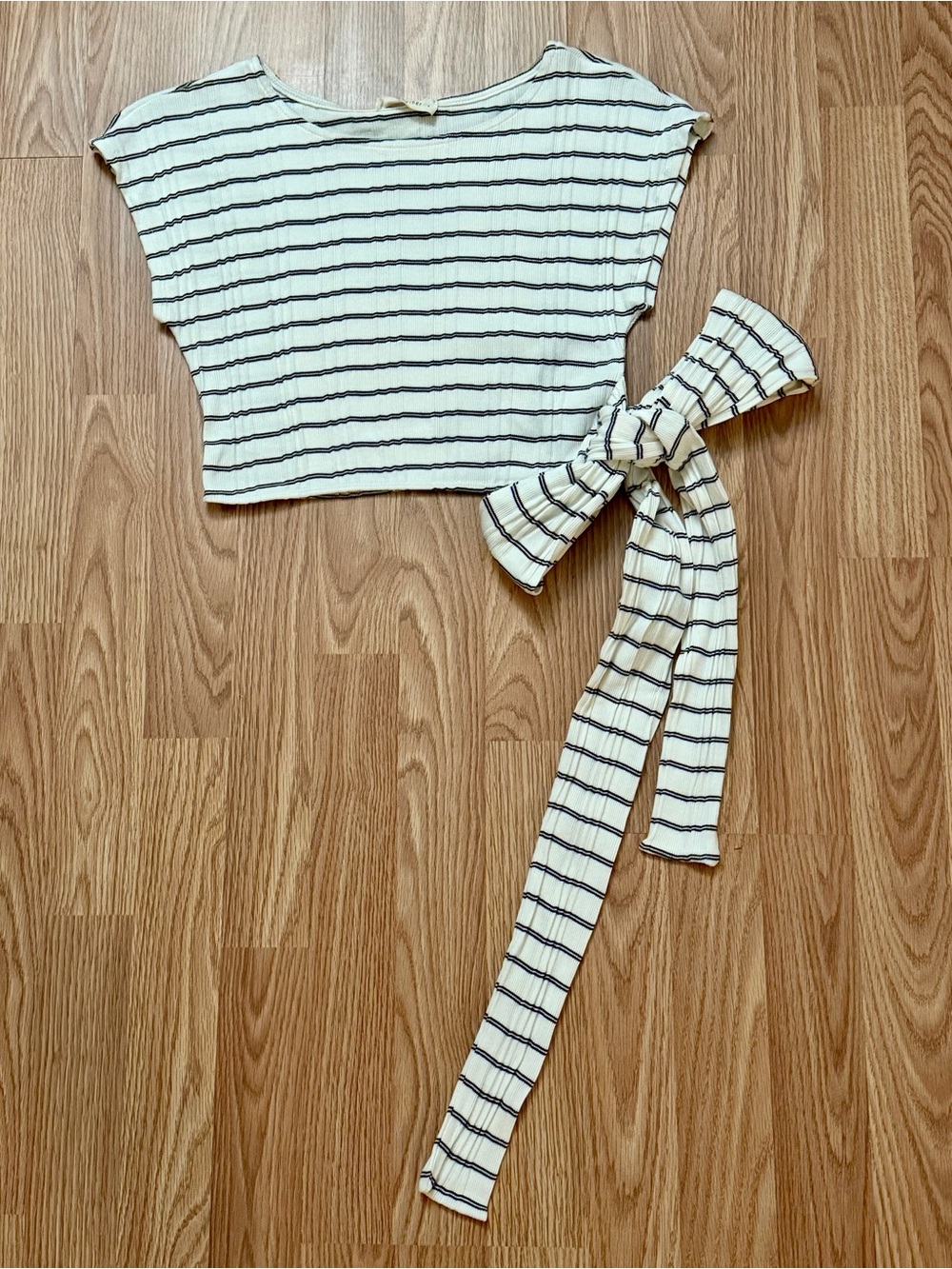 By Together Cream Top with Black Stripes
